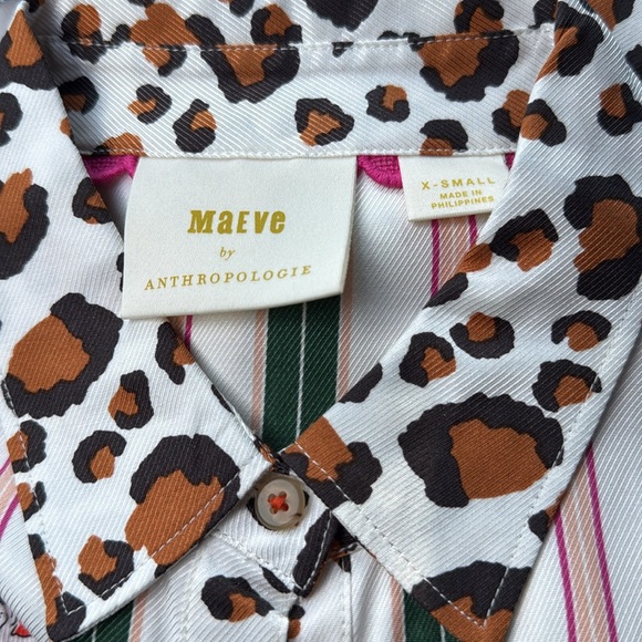 NWOT Maeve Anthropologie Bernadette Mixed Print Blouse Size Small button down - Picture 2 of 6